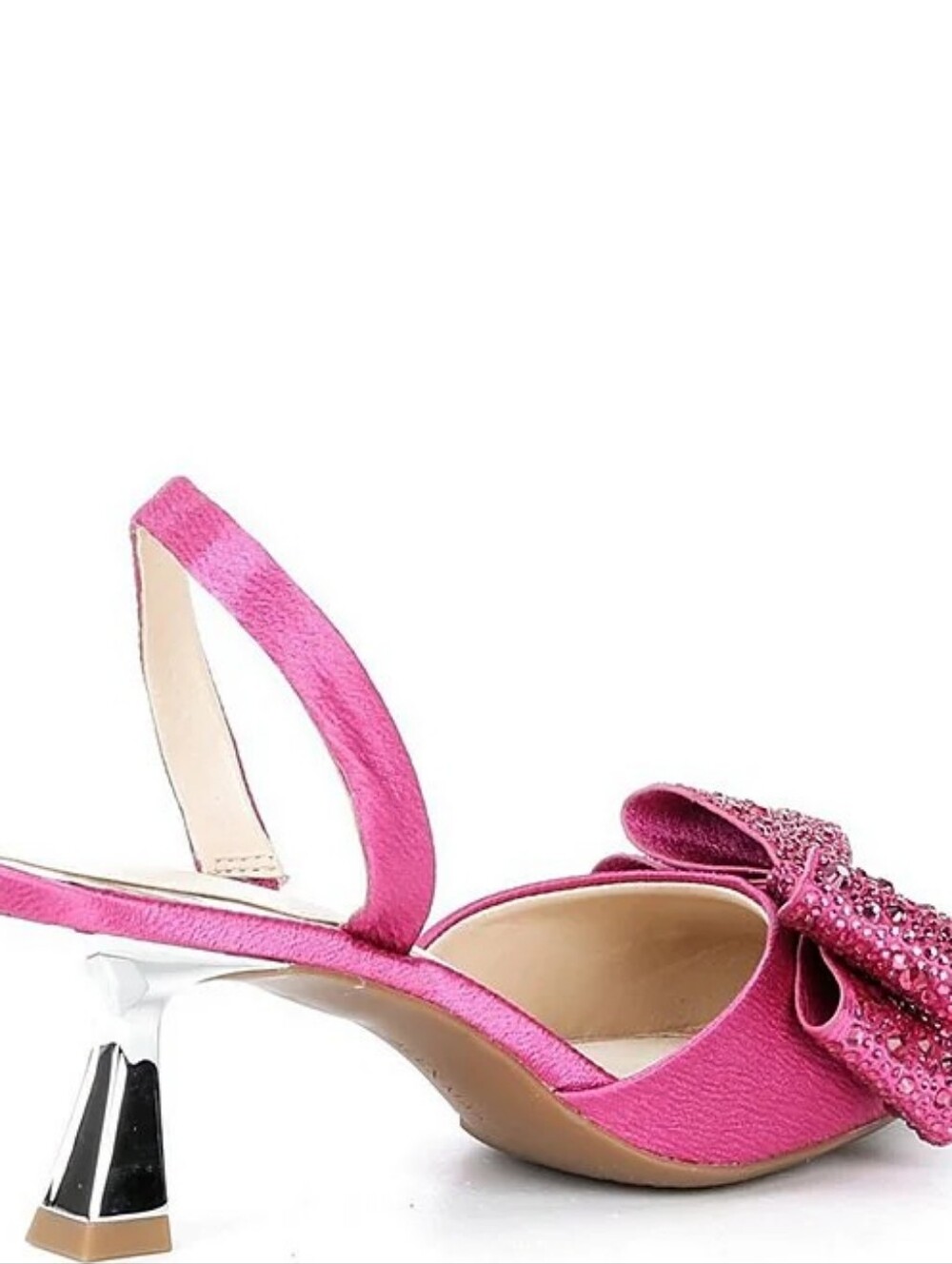 NWT Wendy Satin Rhinestone Bow Slingback Pumps Size 6.5